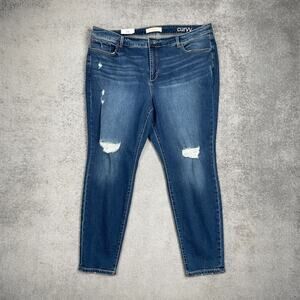 NWT SLINK Curvy High Rise Skinny Jeans Brinley Medium Blue Distressed Stretch 24